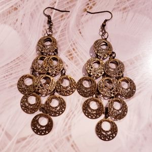 Handmade rustic gold gypsy dangly earrings